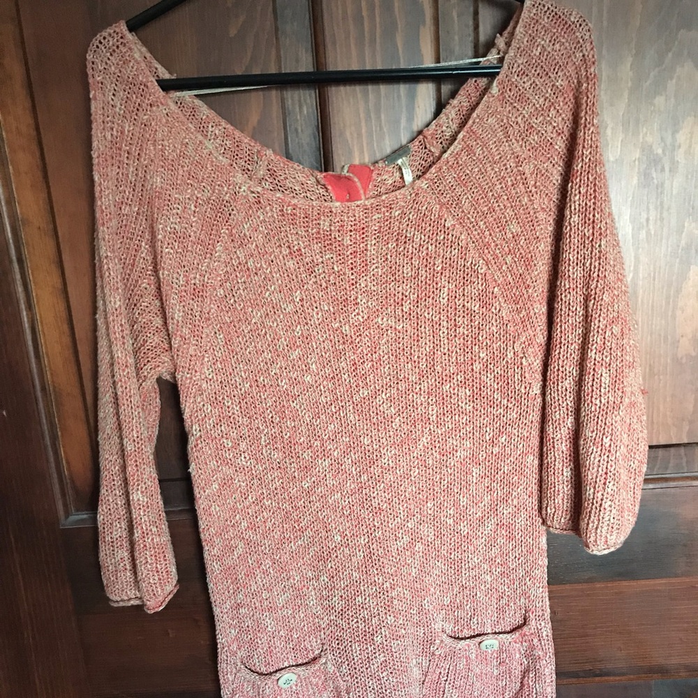 Free People Long Line Orange Sweater